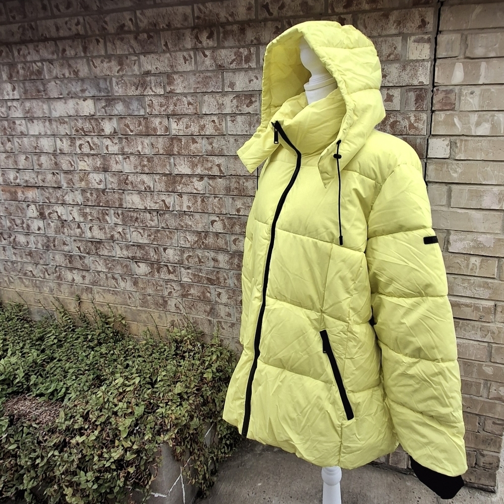 BCBGeneration Paris Puffer Jacket Hooded Yellow Full-Zip Women Plus Size XXL - Picture 3 of 16